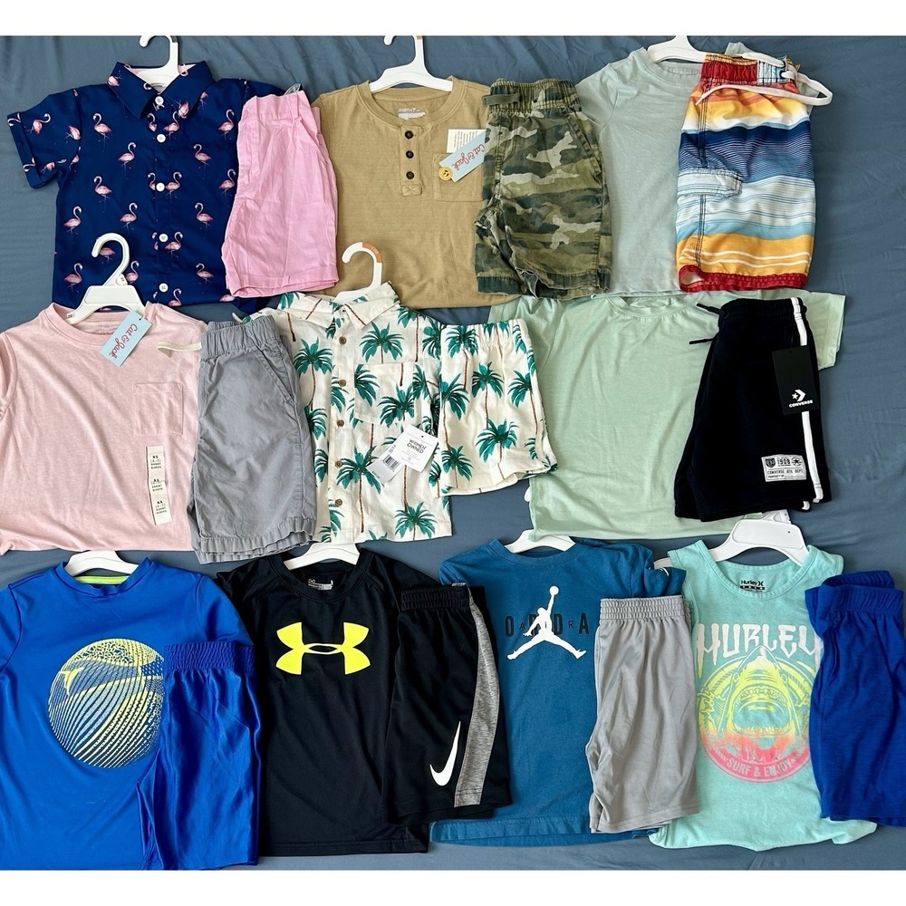 Huge Lot Boys Size 4 5 Clothes NEW &EC Shorts 4T 5T Nike Summer Shorts Jordan